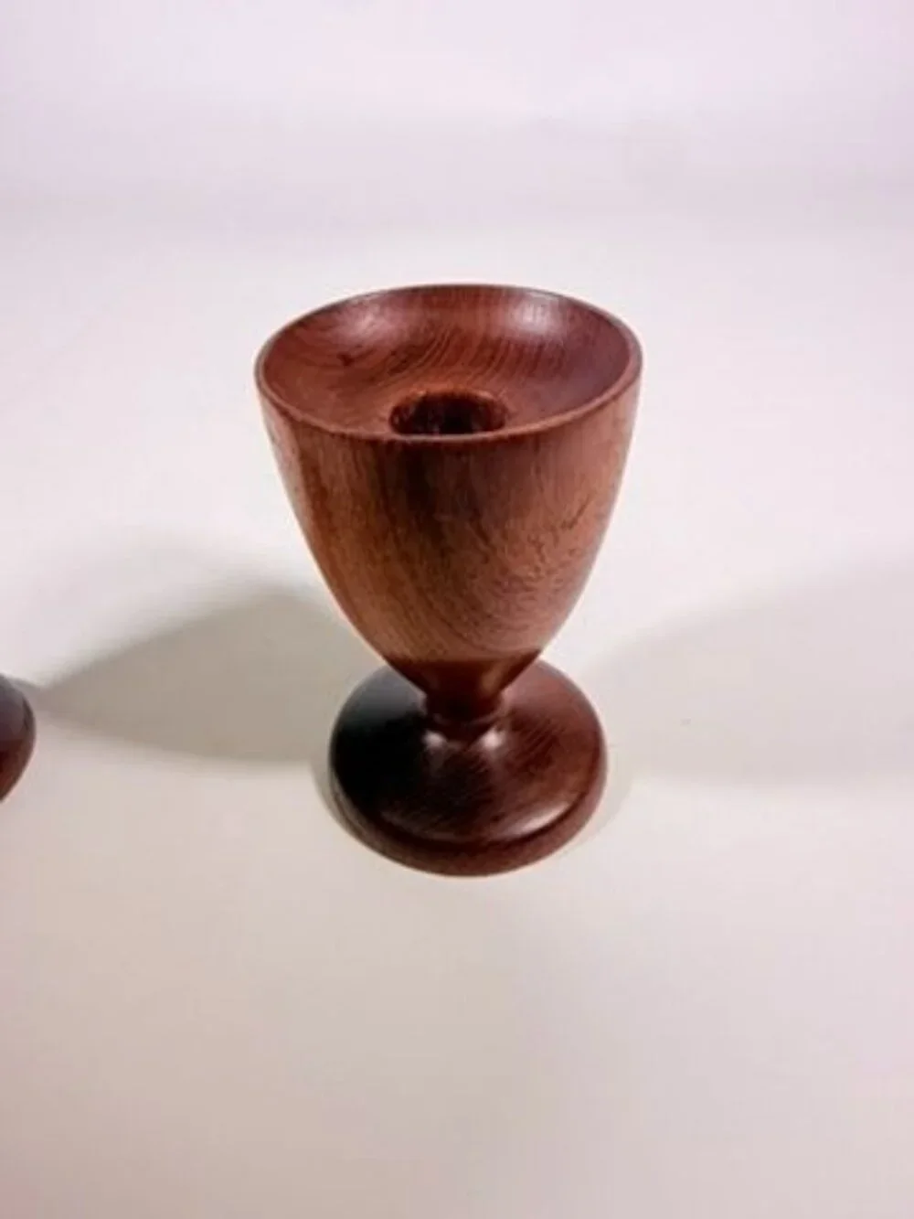 Wood Candleholders Pair Set 2 Burma Teak Mid Century Vintage Danish Style Home T